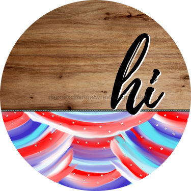 Patriotic Door Hanger Hi Dco - 01483 - Dh 18’ Round Wood